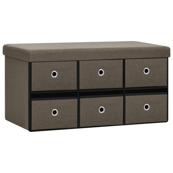 vidaXL Skl&aacute;dac&iacute; &uacute;ložn&aacute; lavice hněd&aacute; 76 x 38 x 38 cm uměl&yacute; len