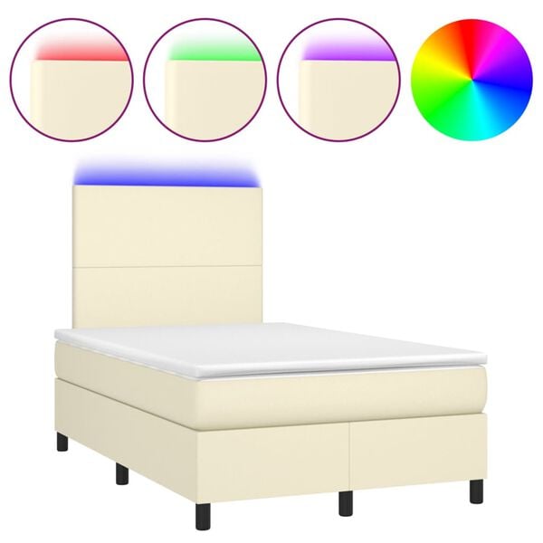 vidaXL Box spring postel s matrac&iacute; a LED kr&eacute;mov&aacute; 120x200 cm uměl&aacute; kůže