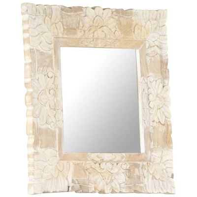 vidaXL Zrcadlo bílé 50 x 50 cm masivní mangovníkové dřevo