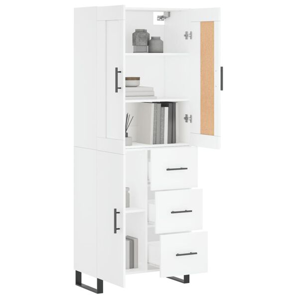 vidaXL Skř&iacute;ň highboard b&iacute;l&aacute; 69,5 x 34 x 180 cm kompozitn&iacute; dřevo