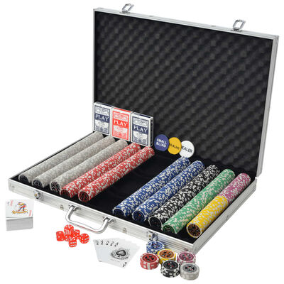 vidaXL Poker set s 1000 laserovými žetony hliník