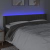 vidaXL Čelo postele s LED tmavě &scaron;ed&eacute; 183 x 16 x 78/88 cm samet