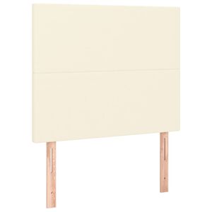 vidaXL Čelo postele kr&eacute;mov&eacute; 90x5x118/128 cm uměl&aacute; kůže