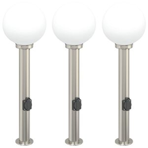 vidaXL Sloupkov&aacute; světla se z&aacute;suvkou 3 ks 80 cm nerezov&aacute; ocel IP44