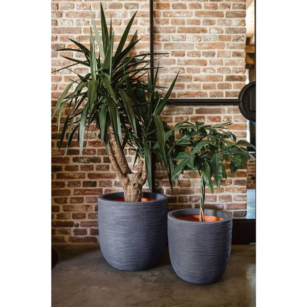 Capi Květin&aacute;č ve tvaru vejce Nature Rib 43 x 41 cm tmavě &scaron;ed&yacute;