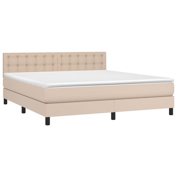 vidaXL Box spring postel s matrac&iacute; cappuccino 180 x 200 cm uměl&aacute; kůže
