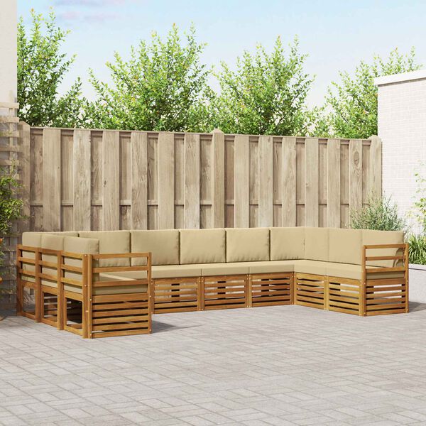 vidaXL Rohov&aacute; sofa sada s pol&scaron;t&aacute;řem 10 pcs Přirozen&aacute; a B&eacute;žov&aacute;