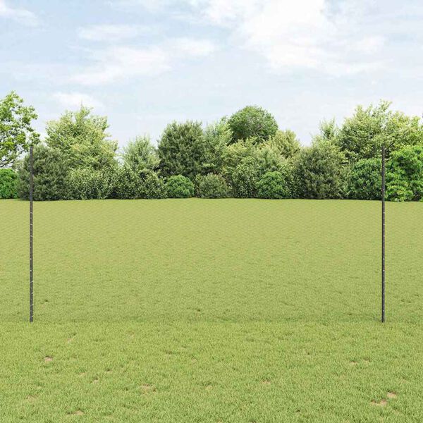vidaXL Plot s sloupkem Šedá 1,6 x 50 m Ocel a PVC