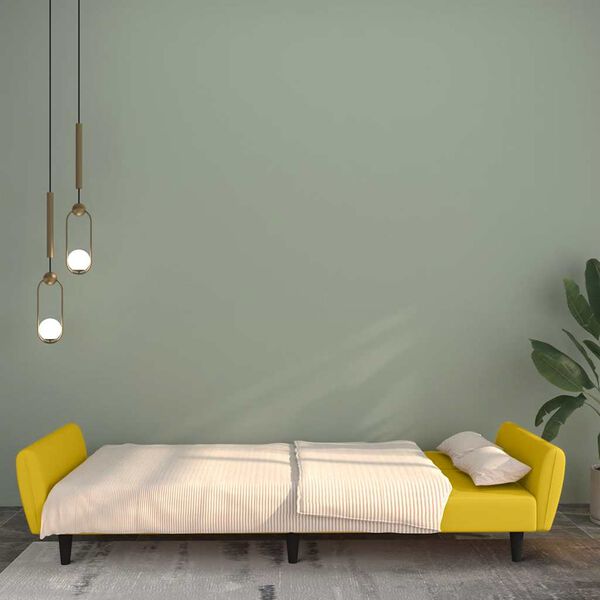 vidaXL 2m&iacute;stn&aacute; rozkl&aacute;dac&iacute; pohovka žlut&aacute; samet