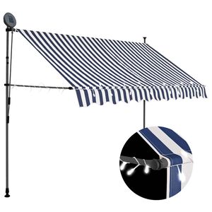 vidaXL Ručně zatahovac&iacute; mark&yacute;za s LED světlem 300 cm modrob&iacute;l&aacute;