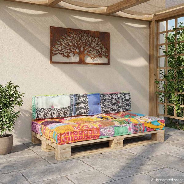 vidaXL Podu&scaron;ka na pohovku z palet v&iacute;cebarevn&aacute; textil patchwork