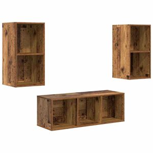 vidaXL Sestava TV skř&iacute;něk 3 ks 37 x 37 x 107 cm Star&eacute; dřevo