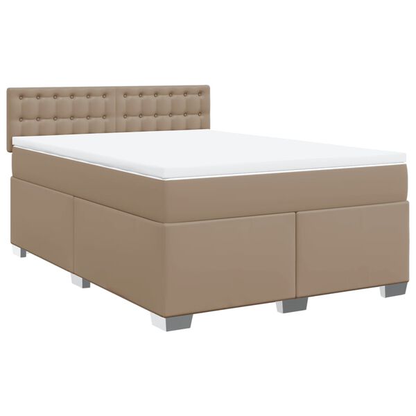 vidaXL Box spring postel s matrac&iacute; cappuccino 160x200 cm uměl&aacute; kůže