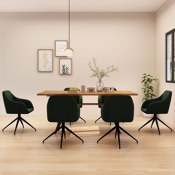 vidaXL J&iacute;deln&iacute; židle 6 ks tmavě zelen&eacute; samet