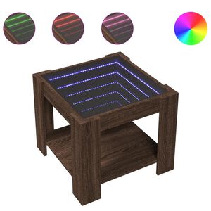 vidaXL Konferenčn&iacute; stolek s LED hněd&yacute; dub 53x53x45 cm kompozitn&iacute; dřevo