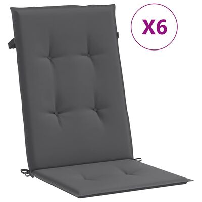 vidaXL Podušky na židli vysoké opěradlo 6 ks antracitové 120x50x3 cm