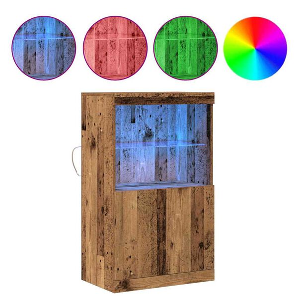 vidaXL LED komoda Hněd&aacute; 60 x 37 x 100 cm kompozitn&iacute; dřevo