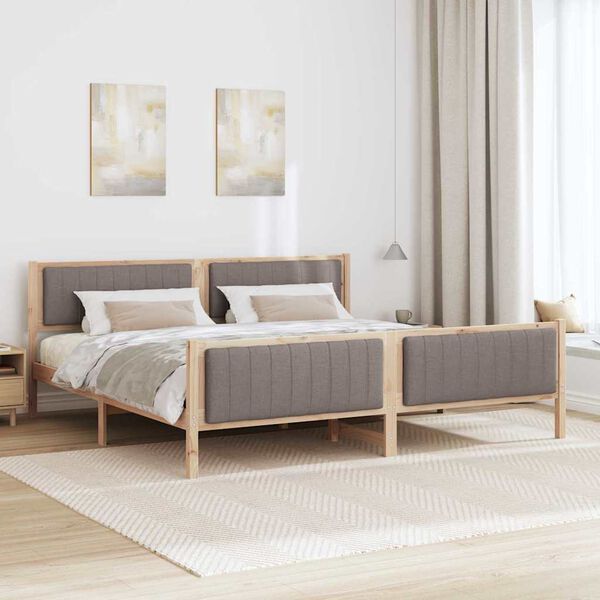 vidaXL R&aacute;m postele Hněd&aacute; a taupe 200 x 200 cm Masivn&iacute; borovicov&eacute; dřevo