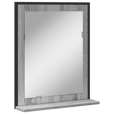 vidaXL Koupelnové zrcadlo s poličkou šedé sonoma 50x12x60 cm kompozit