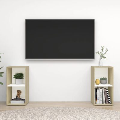 vidaXL TV skříňky 2 ks bílé a dub sonoma 72x35x36,5cm kompozitní dřevo