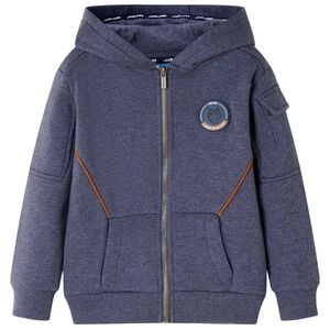 vidaXL Dětsk&aacute; mikina s kapuc&iacute; na zip tmavě modr&aacute; melanž 92