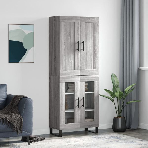 vidaXL Skř&iacute;ň highboard &scaron;ed&aacute; sonoma 69,5 x 34 x 180 cm kompozitn&iacute; dřevo