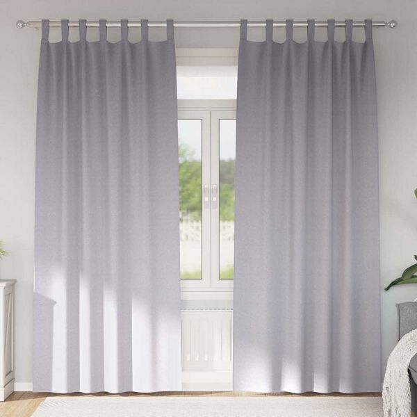 vidaXL Z&aacute;věsy na zatemněn&iacute; s kroužky 2 pcs Metalick&aacute; &scaron;ed&aacute; 245 x 140 cm