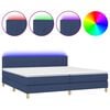 vidaXL Box spring postel s matrac&iacute; a LED modr&aacute; 200x200 cm textil