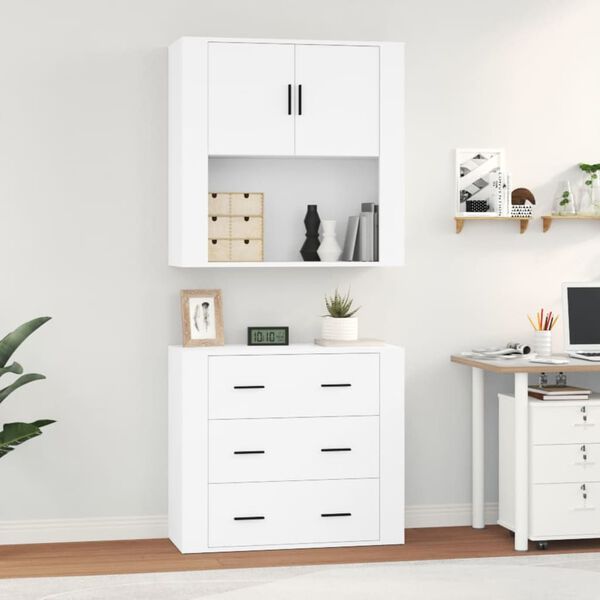 vidaXL Skř&iacute;ň highboard b&iacute;l&aacute; kompozitn&iacute; dřevo