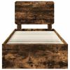 vidaXL R&aacute;m postele s čelo Kouřov&yacute; dub 90 x 200 cm Masivn&iacute; borov&eacute; dřevo