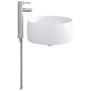vidaXL Um&yacute;vadlo s bateri&iacute; a odpadem Chrom 38,5 x 38,5 x 16 cm Keramika