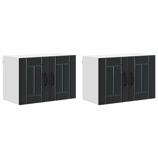 vidaXL Kuchyňsk&aacute; skř&iacute;ň 2 pcs Čern&aacute; 60 x 31 x 40 cm kompozitn&iacute; dřevo