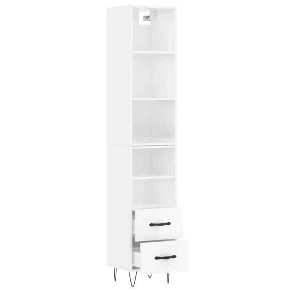 vidaXL Skř&iacute;ň highboard b&iacute;l&aacute; s vysok&yacute;m leskem 34,5x34x180 cm kompozit