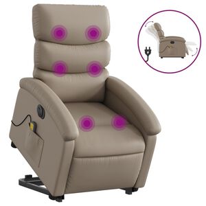 vidaXL Elektrick&eacute; zvedac&iacute; mas&aacute;žn&iacute; polohovac&iacute; křeslo cappuccino koženka