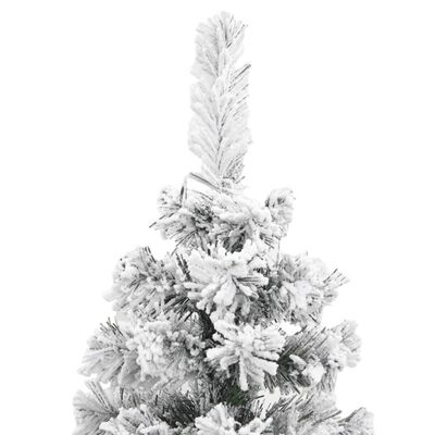 vidaXL Úzký umělý vánoční stromek zasněžený zelený 150 cm PVC