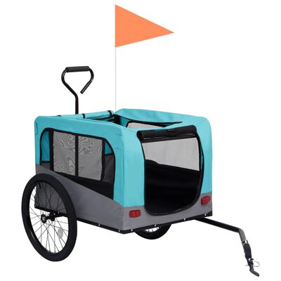 vidaXL Vozík pro psa za kolo a na běhání 2 v 1 modrý a šedý