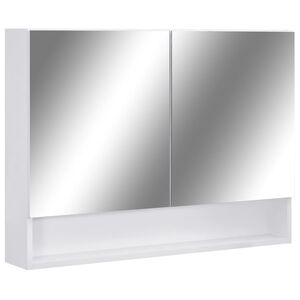 vidaXL LED koupelnov&aacute; zrcadlov&aacute; skř&iacute;ňka b&iacute;l&aacute; 80 x 15 x 60 cm MDF