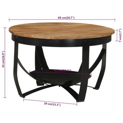 vidaXL Konferenční stolek Ø 68 x 43 cm masivní akáciové dřevo a železo