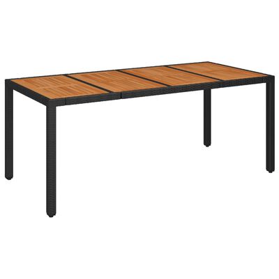 vidaXL Zahradní stůl s dřevěnou deskou černý 190x90x75 cm polyratan