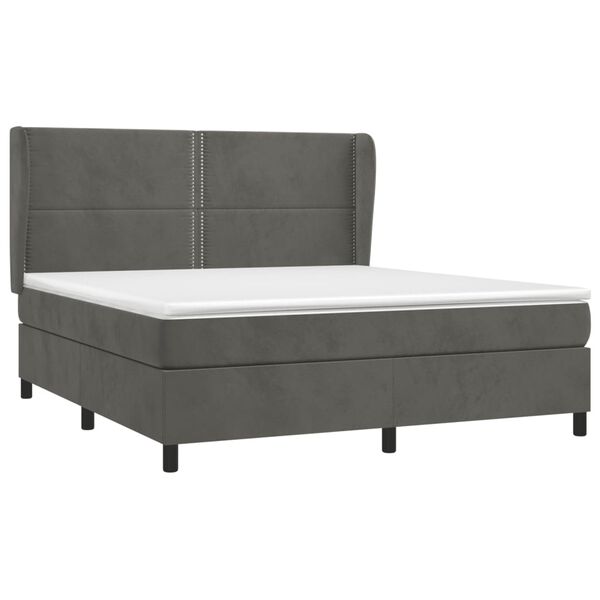 vidaXL Box spring postel s matrac&iacute; tmavě &scaron;ed&aacute; 160x200 cm samet