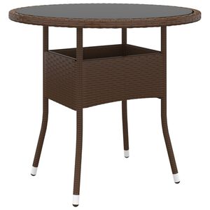 vidaXL Zahradn&iacute; stůl &Oslash; 80 x 75 cm tvrzen&eacute; sklo a polyratan hněd&yacute;