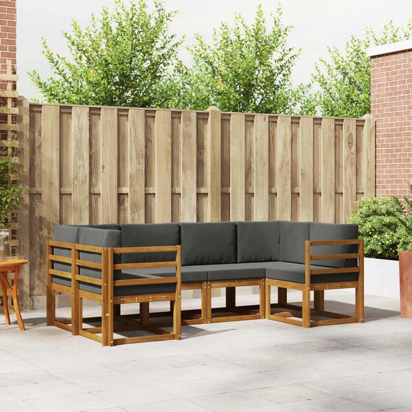 vidaXL Venkovn&iacute; pohovkov&aacute; souprava 6 pcs Přirozen&aacute; a Anthracitov&aacute;