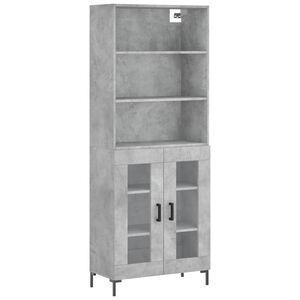vidaXL Skř&iacute;ň highboard betonově &scaron;ed&aacute; 69,5x34x180 cm kompozitn&iacute; dřevo