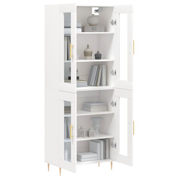 vidaXL Skř&iacute;ň highboard b&iacute;l&aacute; 69,5 x 34 x 180 cm kompozitn&iacute; dřevo
