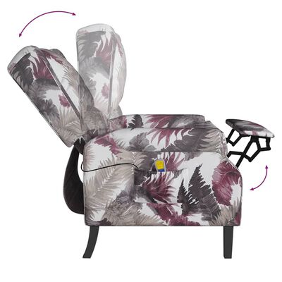 vidaXL Masážní polohovací křeslo květinový vzor textil