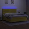 vidaXL Box spring postel s matrac&iacute; a LED zelen&aacute; 160x200 cm textil