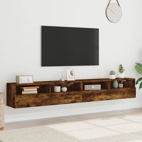 vidaXL N&aacute;stěnn&eacute; TV skř&iacute;ňky 2 ks kouřov&yacute; dub 100 x 30 x 30 cm kompozit