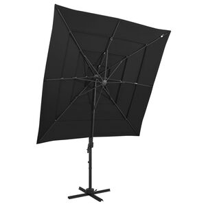 vidaXL 4stupňov&yacute; zahradn&iacute; slunečn&iacute;k s hlin&iacute;kovou tyč&iacute; čern&yacute; 250x250 cm