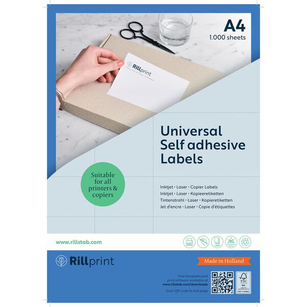 rillprint Samolepic&iacute; etikety 105 x 148 mm 1 000 archů b&iacute;l&eacute;