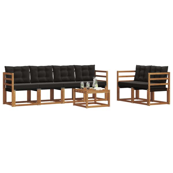 vidaXL Venkovn&iacute; pohovkov&aacute; souprava s pol&scaron;t&aacute;řem 7 pcs Přirozen&aacute; a čern&aacute;